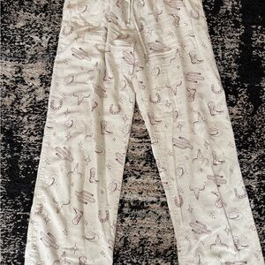 Cream and brown Western country women’s size medium beach Pants